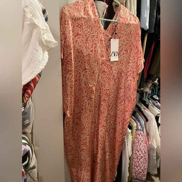 BNWT Zara terracotta printed tunic kaftan dress XS - Picture 8 of 9